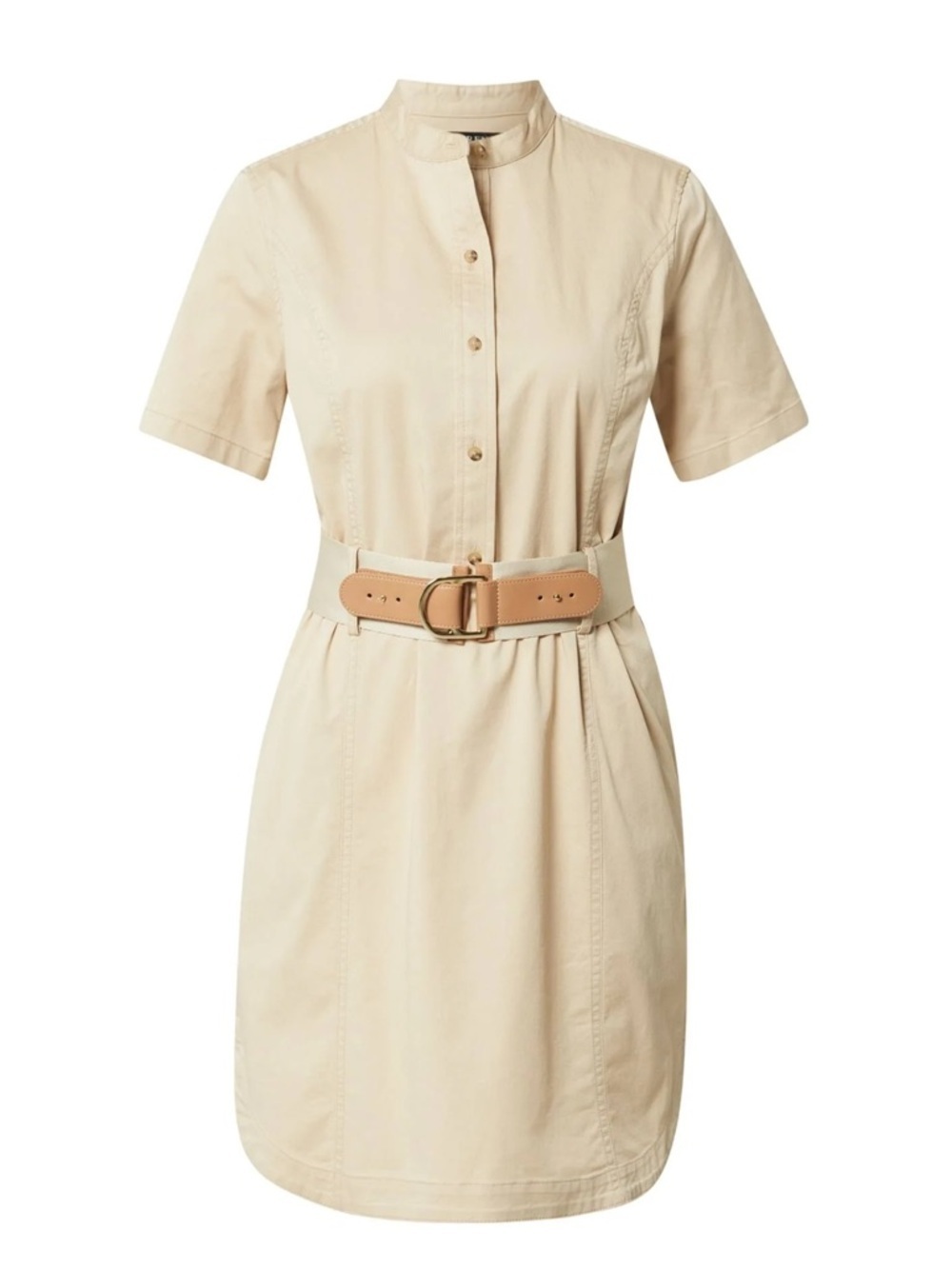 Lauren Ralph Lauren Tan Short-Sleeve Belted Shirt Dress Size 10